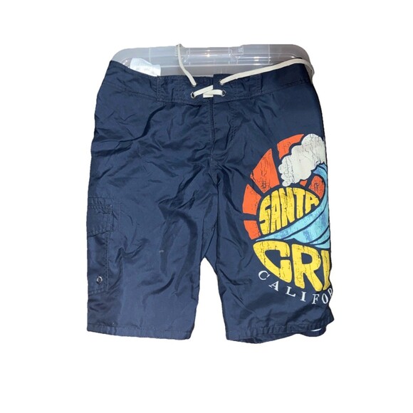 Old Navy Santa Cruz California Logo Size Small Blue Swim Trunks Lined Drawstring - Picture 1 of 3
